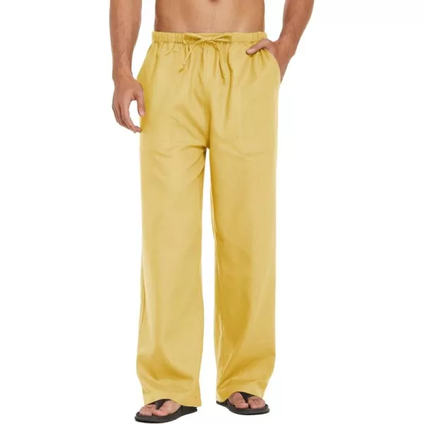 COOFANDY Mens Linen Drawstring Pants Elastic Waist Lightweight Trouser Casual Yoga Summer Beach Pant