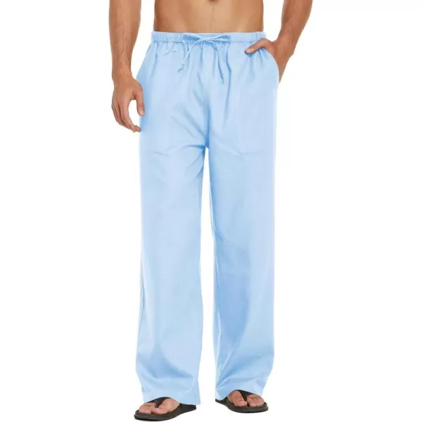 COOFANDY Mens Linen Drawstring Pants Elastic Waist Lightweight Trouser Casual Yoga Summer Beach Pant