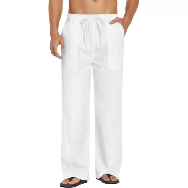 COOFANDY Mens Linen Drawstring Pants Elastic Waist Lightweight Trouser Casual Yoga Summer Beach Pant