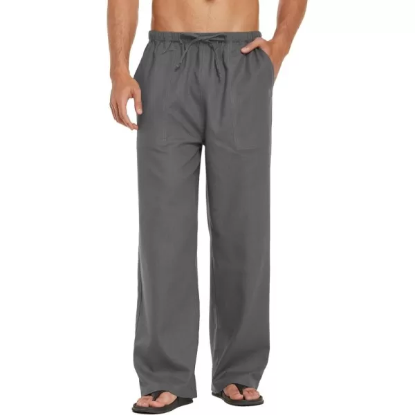 COOFANDY Mens Linen Drawstring Pants Elastic Waist Lightweight Trouser Casual Yoga Summer Beach Pant