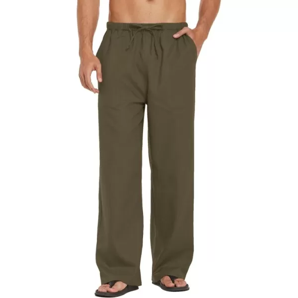 COOFANDY Mens Linen Drawstring Pants Elastic Waist Lightweight Trouser Casual Yoga Summer Beach Pant
