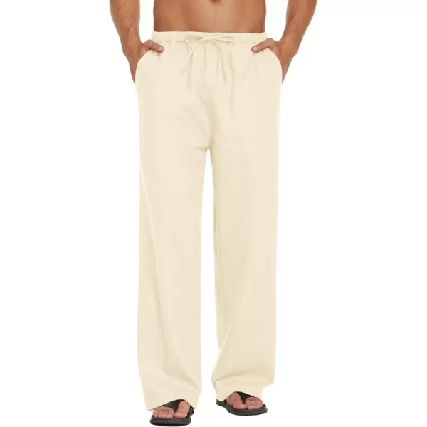 COOFANDY Mens Linen Drawstring Pants Elastic Waist Lightweight Trouser Casual Yoga Summer Beach Pant