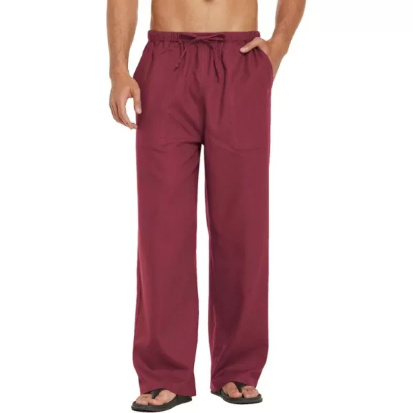 COOFANDY Mens Linen Drawstring Pants Elastic Waist Lightweight Trouser Casual Yoga Summer Beach Pant