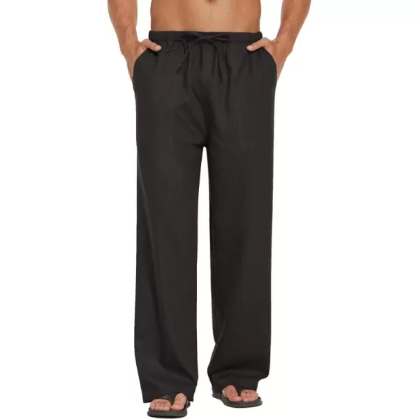 COOFANDY Mens Linen Drawstring Pants Elastic Waist Lightweight Trouser Casual Yoga Summer Beach Pant
