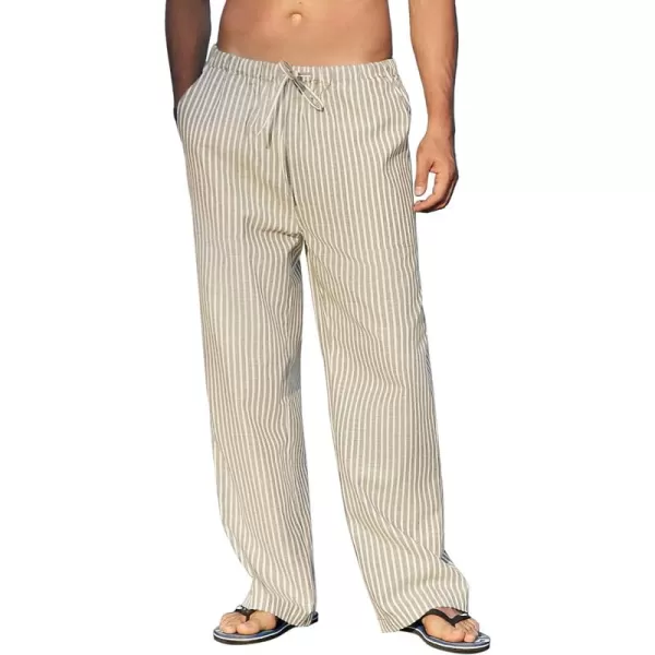 COOFANDY Mens Linen Drawstring Pants Elastic Waist Lightweight Trouser Casual Yoga Summer Beach Pant