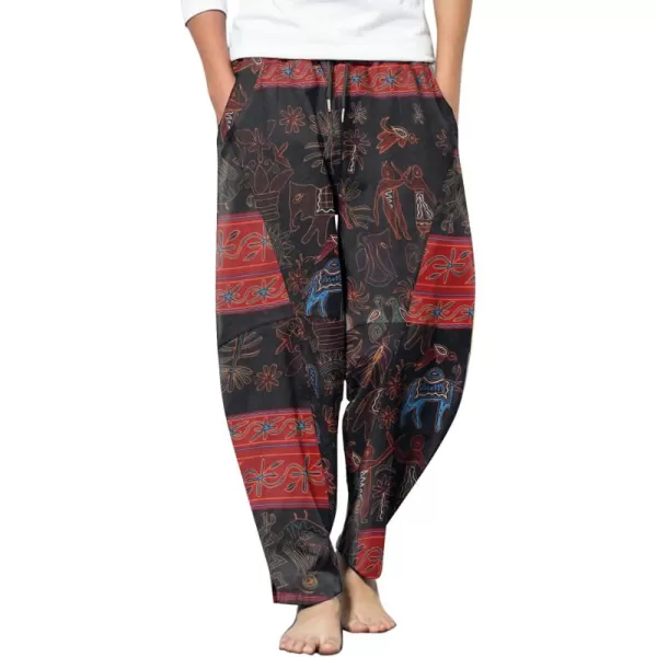 COOFANDY Men's Linen Harem Drawstring Pants Casual Elastic Waist Lightweight Trouser Hippie Summer Beach Yoga Pants