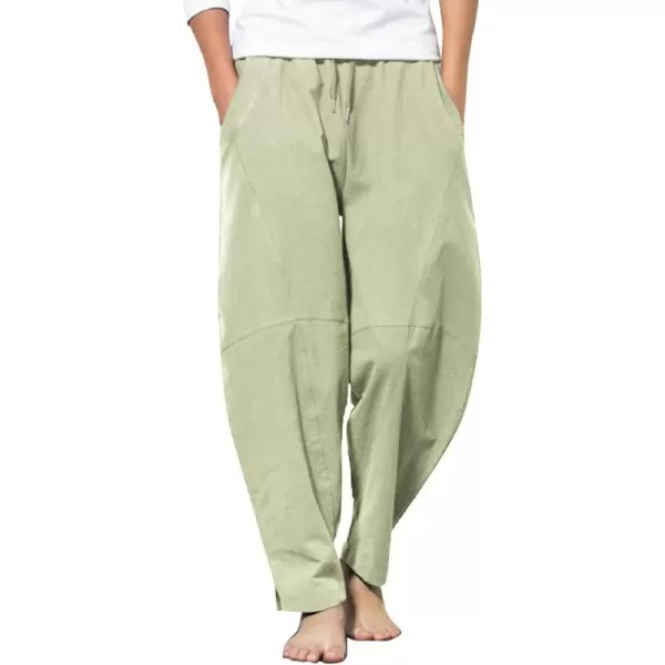 COOFANDY Men's Linen Harem Drawstring Pants Casual Elastic Waist Lightweight Trouser Hippie Summer Beach Yoga Pants