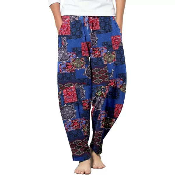 COOFANDY Men's Linen Harem Drawstring Pants Casual Elastic Waist Lightweight Trouser Hippie Summer Beach Yoga Pants