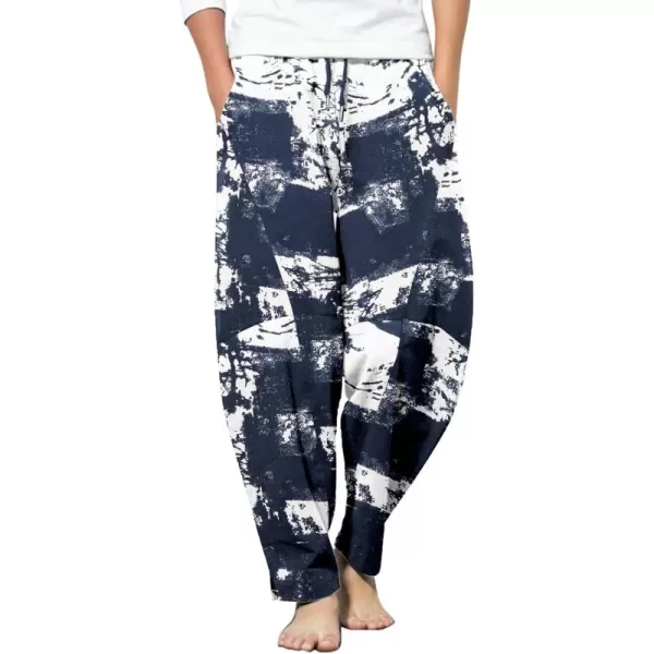 COOFANDY Men's Linen Harem Drawstring Pants Casual Elastic Waist Lightweight Trouser Hippie Summer Beach Yoga Pants