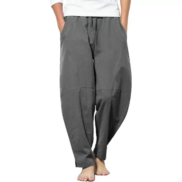 COOFANDY Men's Linen Harem Drawstring Pants Casual Elastic Waist Lightweight Trouser Hippie Summer Beach Yoga Pants