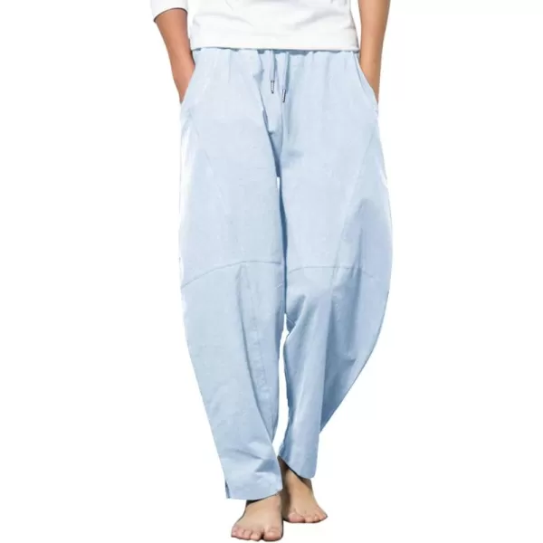 COOFANDY Men's Linen Harem Drawstring Pants Casual Elastic Waist Lightweight Trouser Hippie Summer Beach Yoga Pants