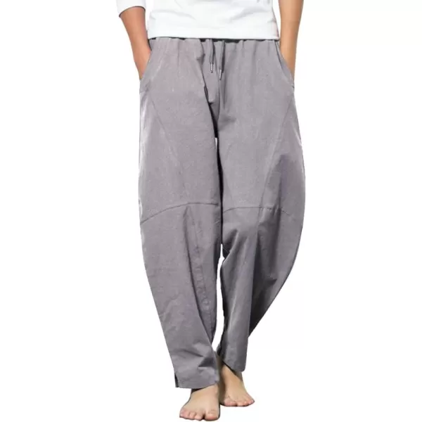 COOFANDY Men's Linen Harem Drawstring Pants Casual Elastic Waist Lightweight Trouser Hippie Summer Beach Yoga Pants