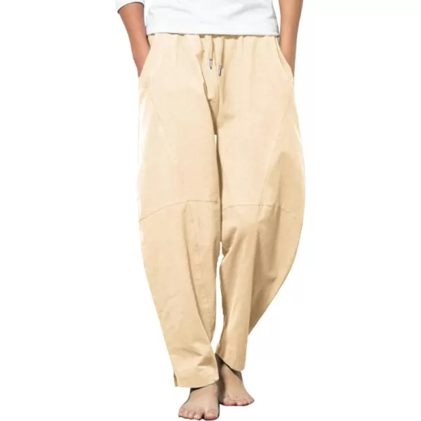 COOFANDY Men's Linen Harem Drawstring Pants Casual Elastic Waist Lightweight Trouser Hippie Summer Beach Yoga Pants
