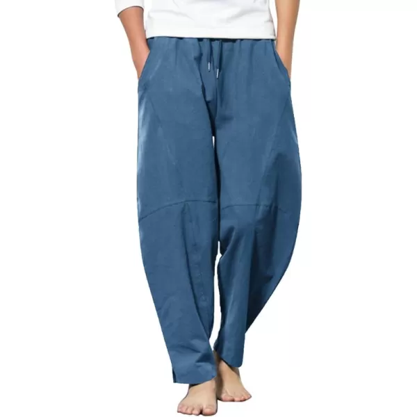 COOFANDY Men's Linen Harem Drawstring Pants Casual Elastic Waist Lightweight Trouser Hippie Summer Beach Yoga Pants