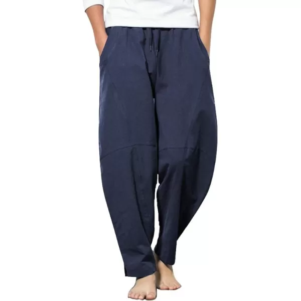COOFANDY Men's Linen Harem Drawstring Pants Casual Elastic Waist Lightweight Trouser Hippie Summer Beach Yoga Pants
