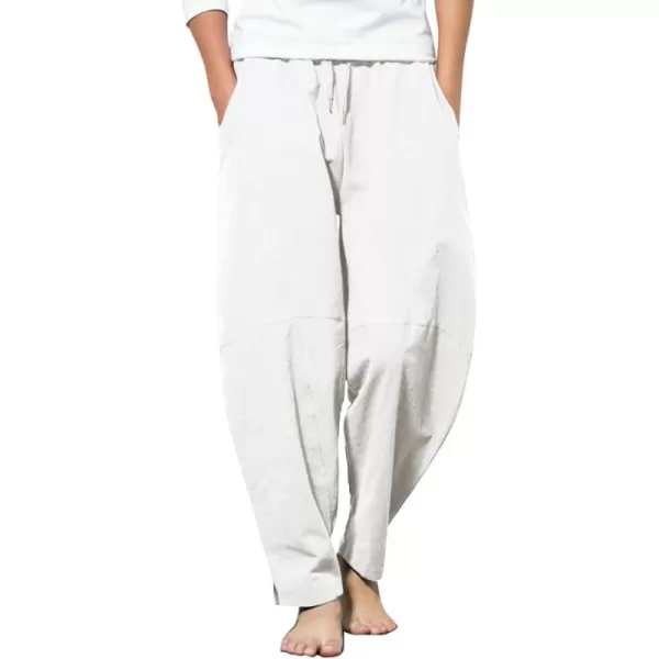 COOFANDY Men's Linen Harem Drawstring Pants Casual Elastic Waist Lightweight Trouser Hippie Summer Beach Yoga Pants
