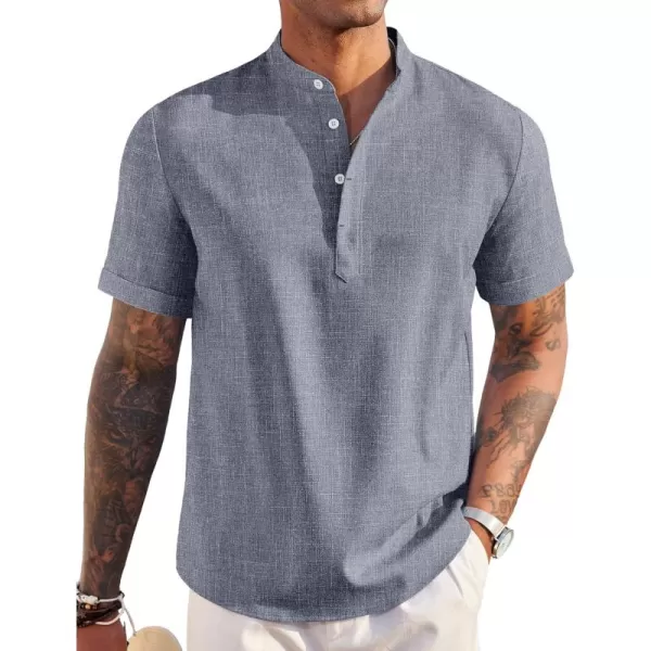 COOFANDY Men's Linen Henley Shirt Short Sleeve Casual Summer Beach Hippie T Shirts