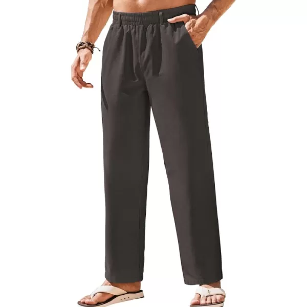 COOFANDY Mens Linen Pants Beach Drawstring Elastic Waist Summer Casual Trousers