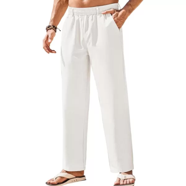COOFANDY Mens Linen Pants Beach Drawstring Elastic Waist Summer Casual Trousers
