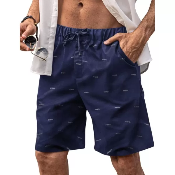 COOFANDY Men’s Linen Short Elastic Waist Drawstring Casual Summer Beach Shorts