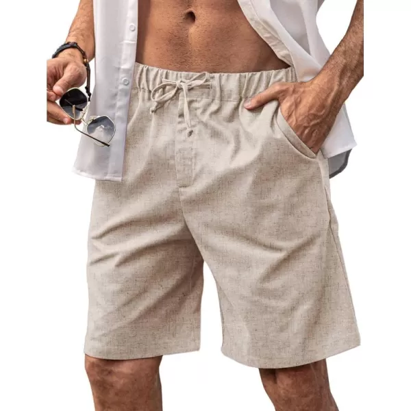 COOFANDY Men’s Linen Short Elastic Waist Drawstring Casual Summer Beach Shorts