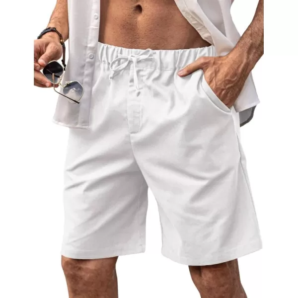 COOFANDY Men’s Linen Short Elastic Waist Drawstring Casual Summer Beach Shorts