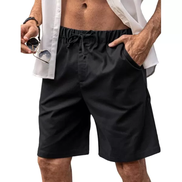 COOFANDY Men’s Linen Short Elastic Waist Drawstring Casual Summer Beach Shorts