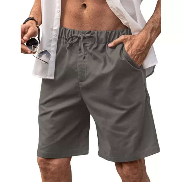 COOFANDY Men’s Linen Short Elastic Waist Drawstring Casual Summer Beach Shorts