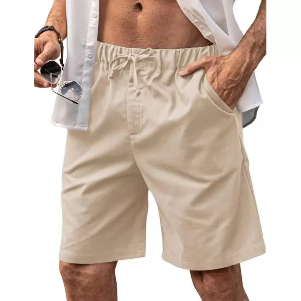 COOFANDY Men’s Linen Short Elastic Waist Drawstring Casual Summer Beach Shorts