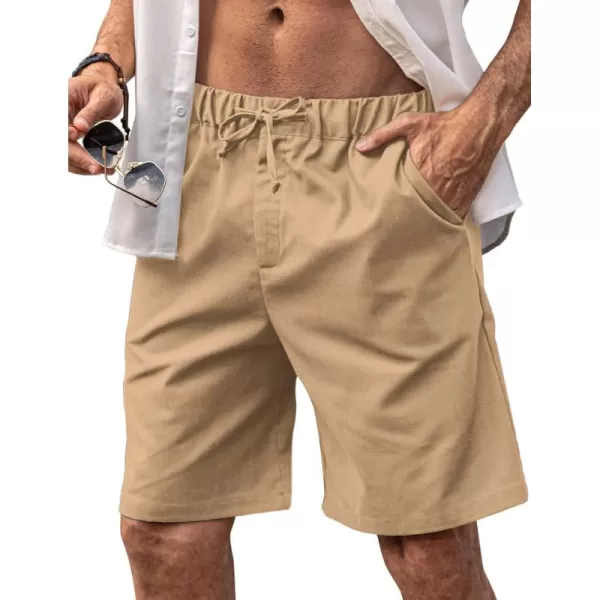 COOFANDY Men’s Linen Short Elastic Waist Drawstring Casual Summer Beach Shorts