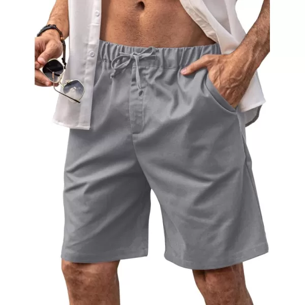 COOFANDY Men’s Linen Short Elastic Waist Drawstring Casual Summer Beach Shorts