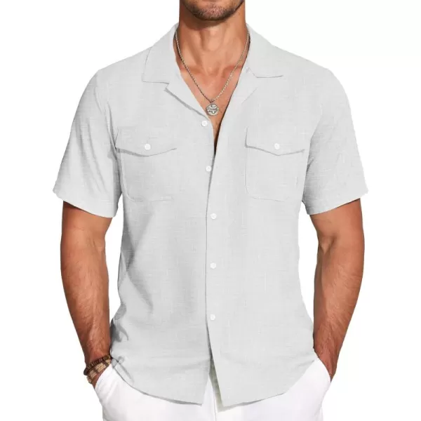 COOFANDY Men's Linen Short Sleeve Button Down Shirt Casual Cuban Collar Summer Beach Shirts Vacation Essentials