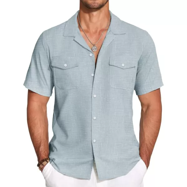 COOFANDY Men's Linen Short Sleeve Button Down Shirt Casual Cuban Collar Summer Beach Shirts Vacation Essentials