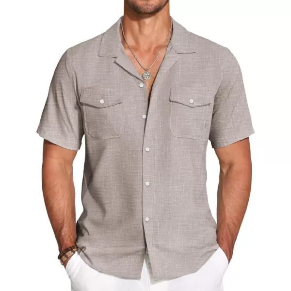 COOFANDY Men's Linen Short Sleeve Button Down Shirt Casual Cuban Collar Summer Beach Shirts Vacation Essentials