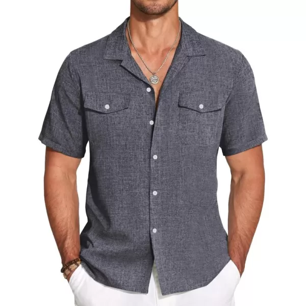 COOFANDY Men's Linen Short Sleeve Button Down Shirt Casual Cuban Collar Summer Beach Shirts Vacation Essentials