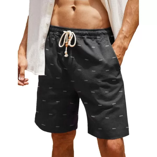 COOFANDY Men's Linen Shorts Casual Elastic Waist Drawstring Summer Beach Shorts