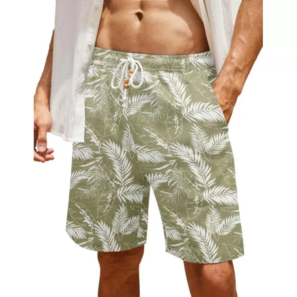 COOFANDY Men's Linen Shorts Casual Elastic Waist Drawstring Summer Beach Shorts