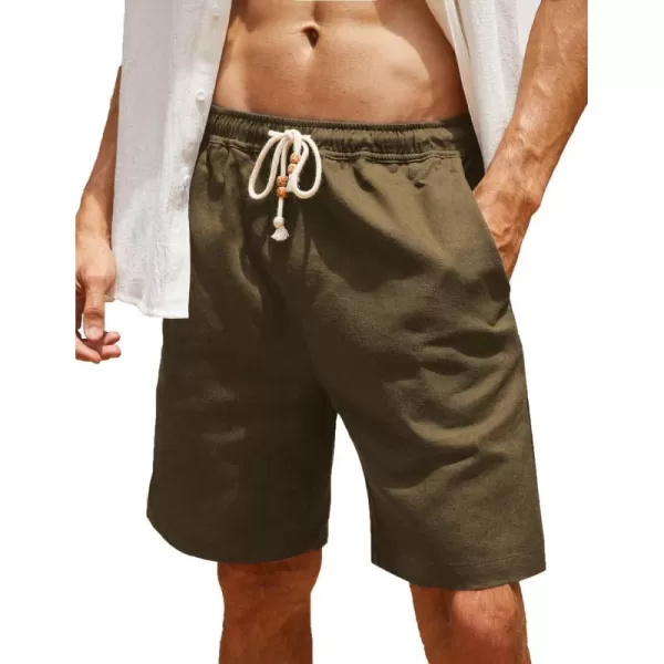 COOFANDY Men's Linen Shorts Casual Elastic Waist Drawstring Summer Beach Shorts
