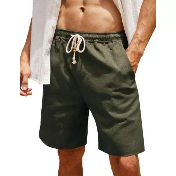 COOFANDY Men's Linen Shorts Casual Elastic Waist Drawstring Summer Beach Shorts