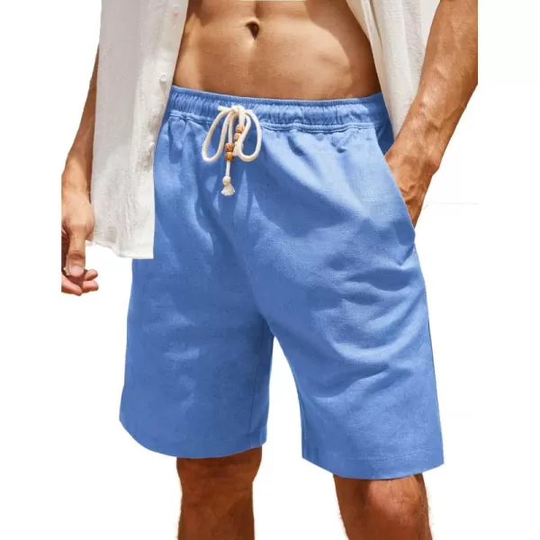 COOFANDY Men's Linen Shorts Casual Elastic Waist Drawstring Summer Beach Shorts