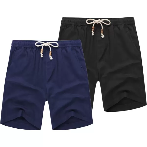 COOFANDY Men's Linen Shorts Casual Elastic Waist Drawstring Summer Beach Shorts