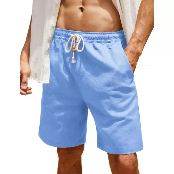 COOFANDY Men's Linen Shorts Casual Elastic Waist Drawstring Summer Beach Shorts