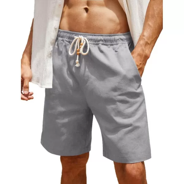 COOFANDY Men's Linen Shorts Casual Elastic Waist Drawstring Summer Beach Shorts