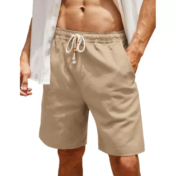 COOFANDY Men's Linen Shorts Casual Elastic Waist Drawstring Summer Beach Shorts
