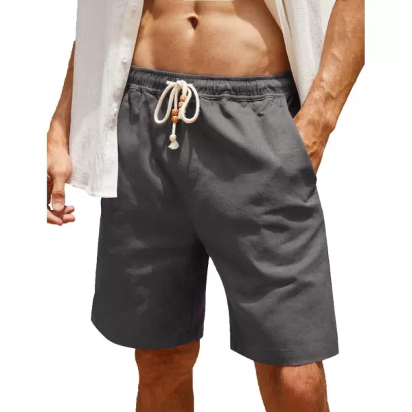 COOFANDY Men's Linen Shorts Casual Elastic Waist Drawstring Summer Beach Shorts