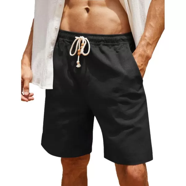COOFANDY Men's Linen Shorts Casual Elastic Waist Drawstring Summer Beach Shorts