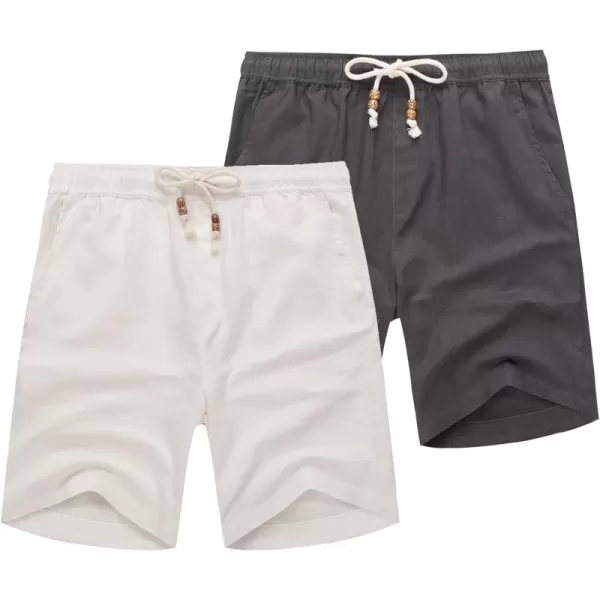 COOFANDY Men's Linen Shorts Casual Elastic Waist Drawstring Summer Beach Shorts