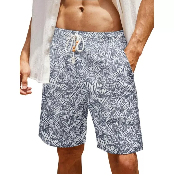 COOFANDY Men's Linen Shorts Casual Elastic Waist Drawstring Summer Beach Shorts