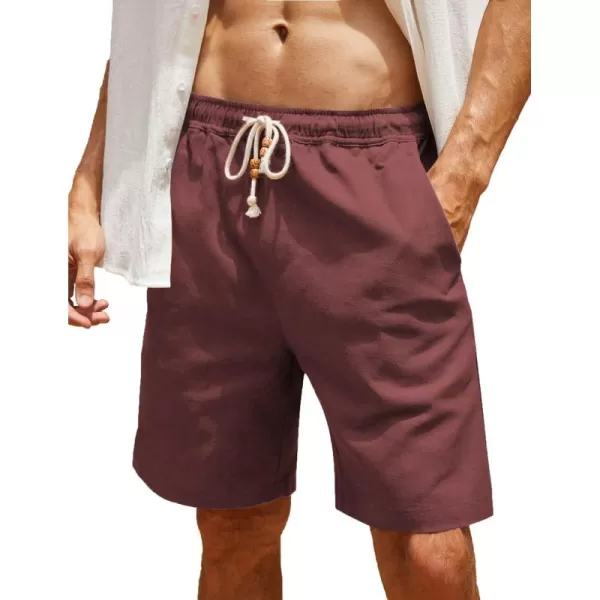 COOFANDY Men's Linen Shorts Casual Elastic Waist Drawstring Summer Beach Shorts