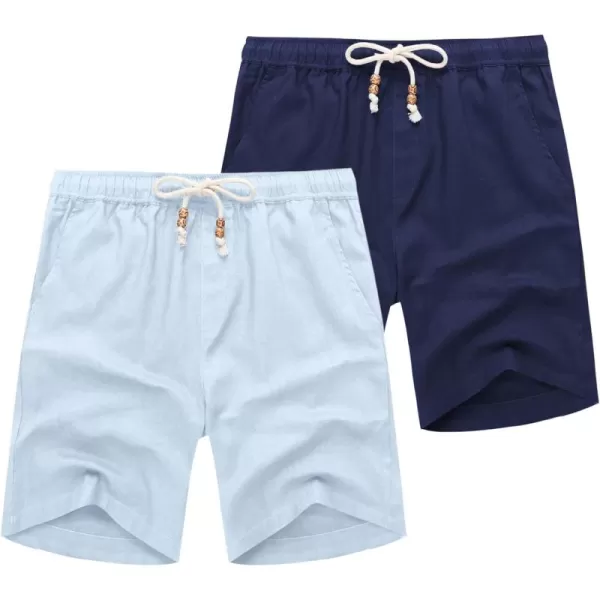 COOFANDY Men's Linen Shorts Casual Elastic Waist Drawstring Summer Beach Shorts